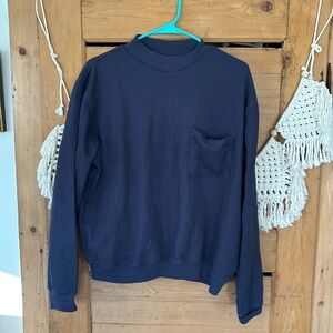 Vintage Haband long sleeve navy ribbed sweater with front pocket large